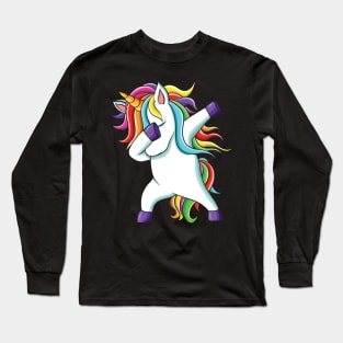 Dabbing unicorn We Wear Red For Red Ribbon Week Awareness Long Sleeve T-Shirt